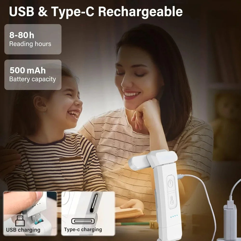 Reading Light, USB Rechargeable Book Light for Reading at Night in Bed,Led Clip on Portable Bookmark Light for Reading in Bed
